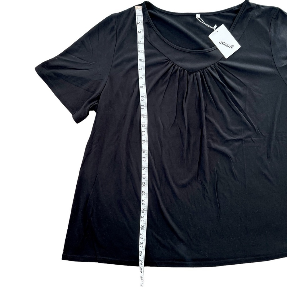 NWT Shiaili Black Plus Size Top 3X | Soft Comfy Everyday Tee - Picture 4 of 9